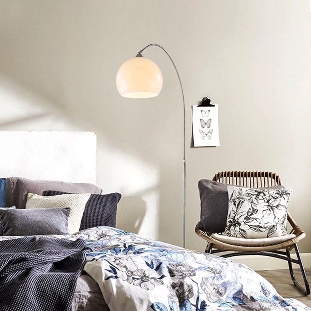 Mira Floor Arc Lamp, Tall Floor Light, Modern, Orange/ White - Neutral Decor