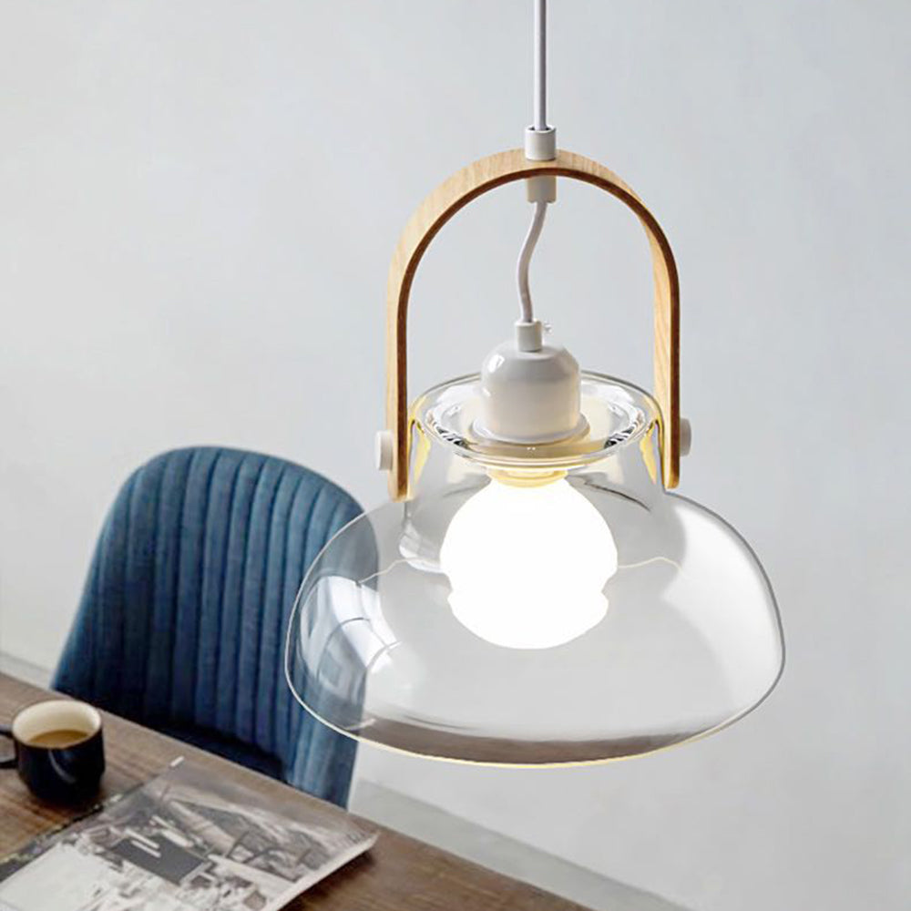 Valentina Minimalist Bowl Shaped Glass Pendant Light, Clear - Neutral Decor