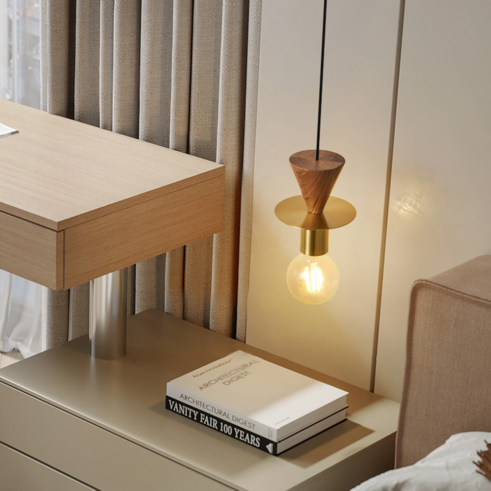 Valentina Modern Simple Pendant Light Copper Walnut Bedroom Dining Room - Neutral Decor
