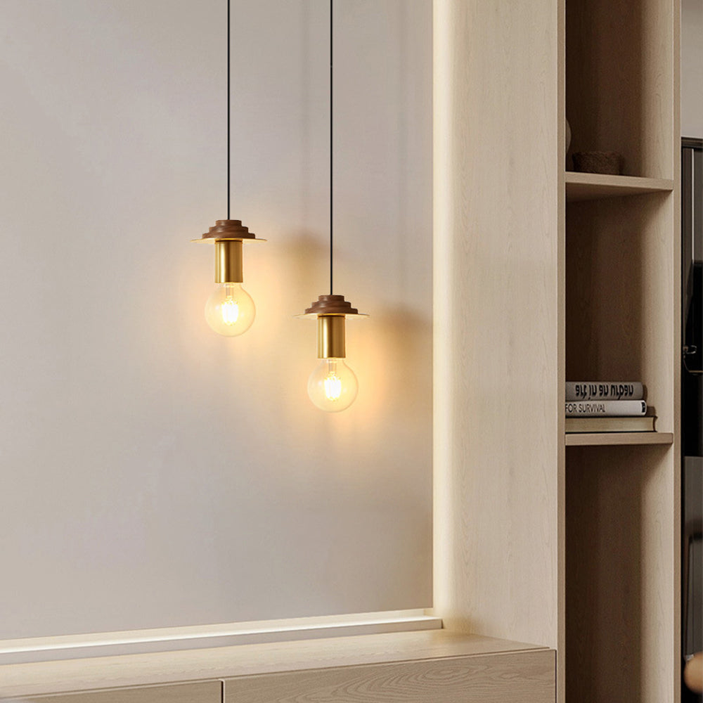 Valentina Modern Simple Pendant Light Copper Walnut Bedroom Dining Room - Neutral Decor