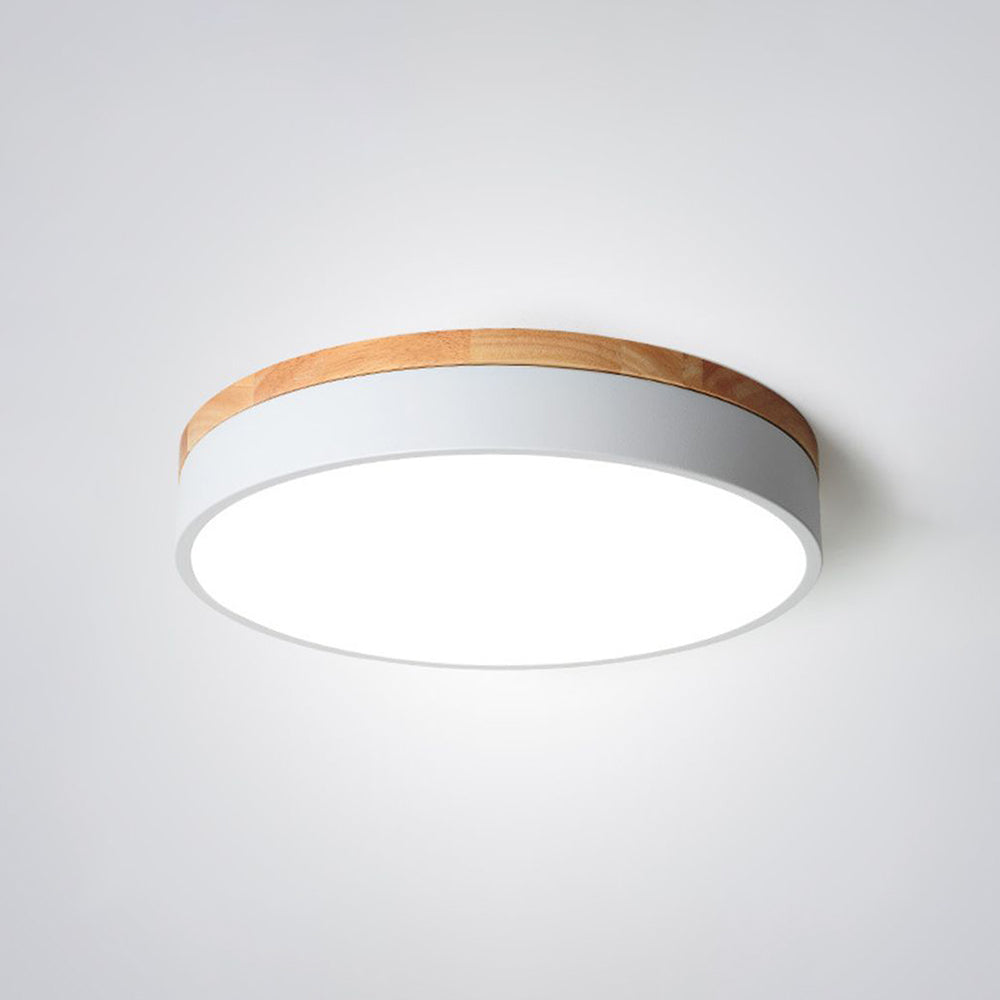 Aria Nordic LED Round Flush Mount Ceiling Light Wood Color - Neutral Decor