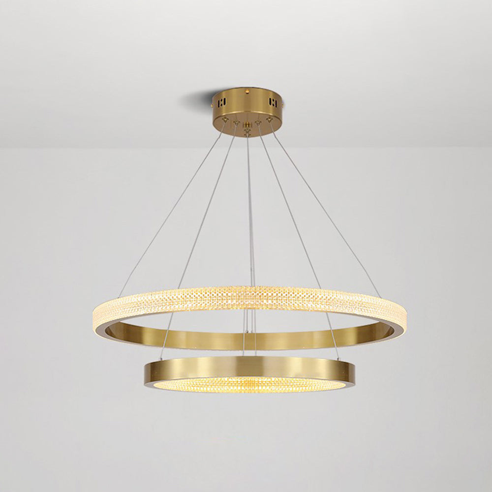 Kristy Modern Ring Metal/Arcylic LED Pendant Light, Black/Gold - Neutral Decor
