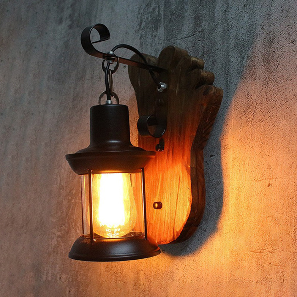 Epoch Wall Lamp Foot Shape Vintage, Wood/Metal, Dining Room - Neutral Decor