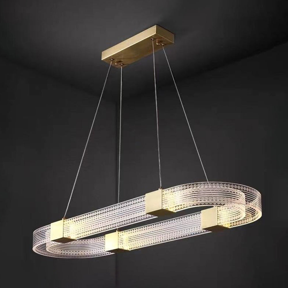 Arisha Modern Round/Oval Acrylic/Metal Pendant Light, Gold - Neutral Decor