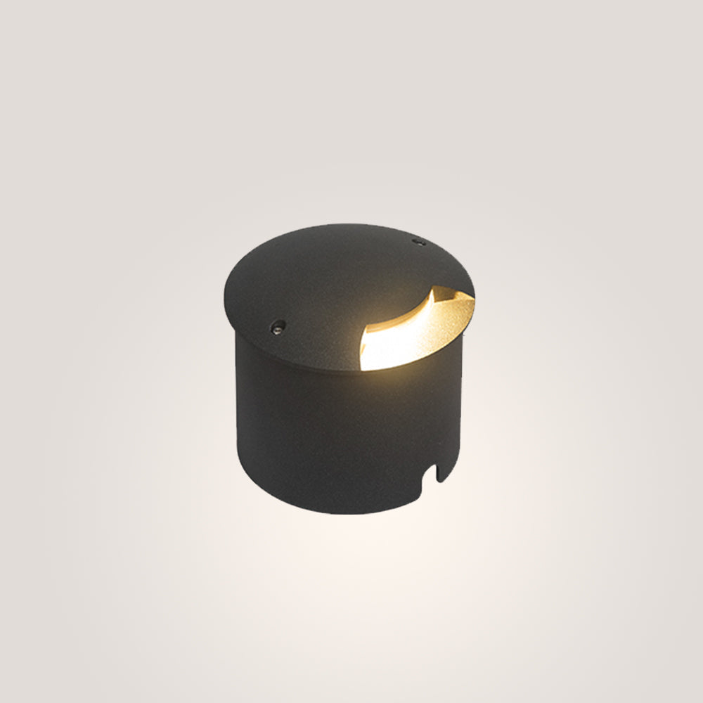 Ray Metal Cylindrical Outdoor Step/Deck Light, Black - Neutral Decor