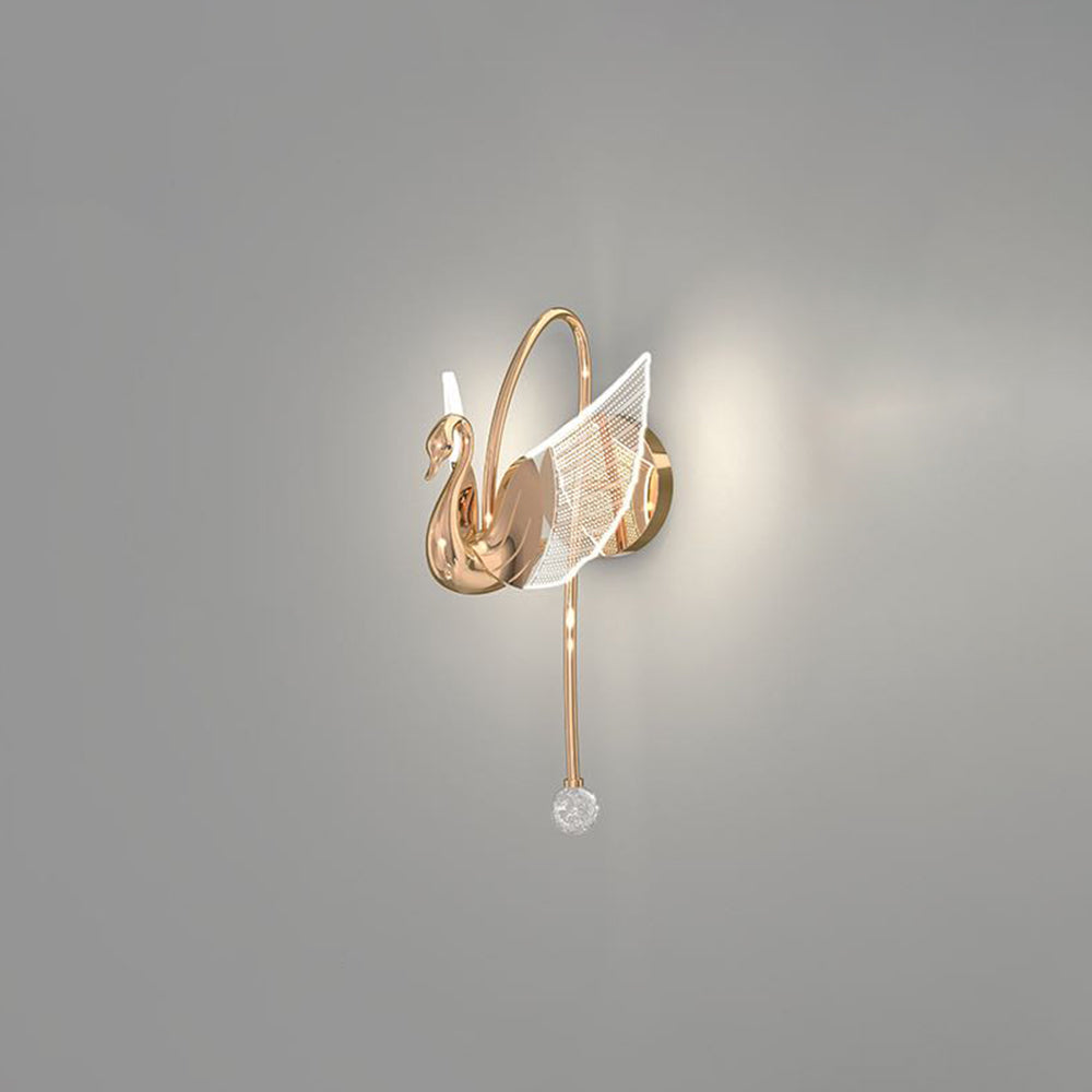 Arisha Art Deco Swan Acrylic/Metal Wall Lamp, Gold/Rose Gold - Neutral Decor