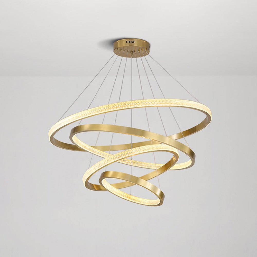 Kristy Modern Ring Metal/Arcylic LED Pendant Light, Black/Gold - Neutral Decor