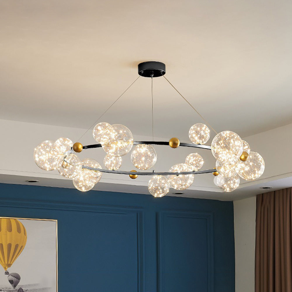 Valentina Art Deco Luminous Sphere Cluster Glass Pendant Light - Neutral Decor