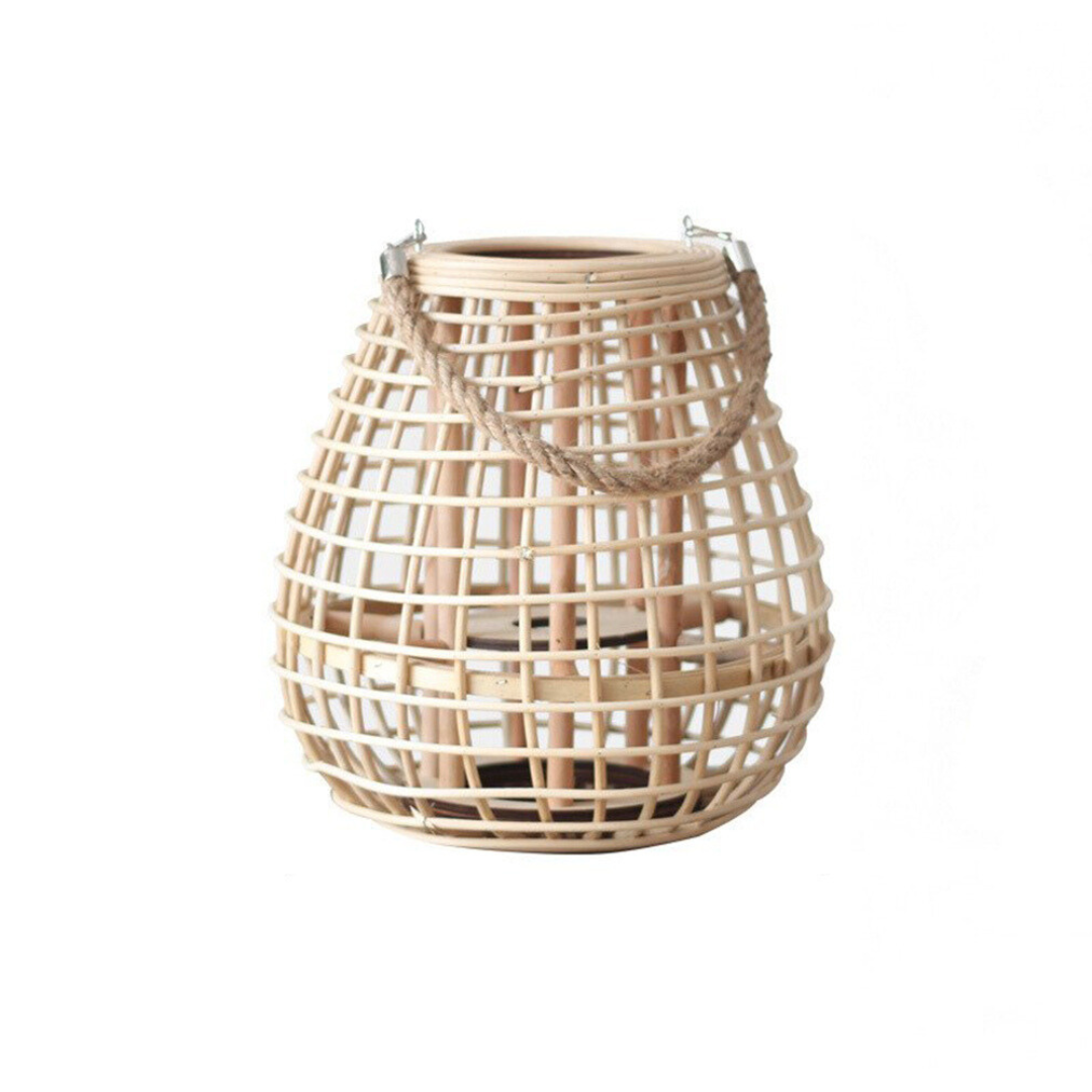 Ritta Floor Lamp, Wood & Rattan - Neutral Decor