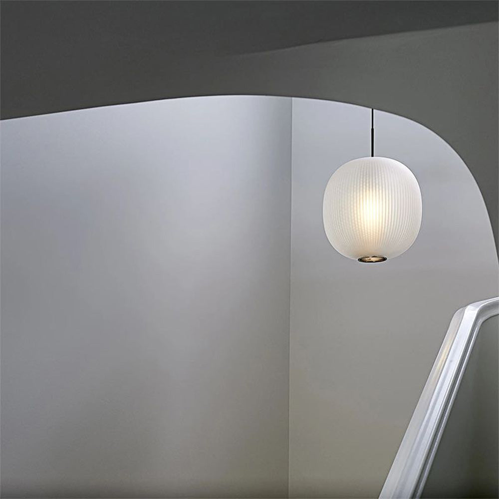 Valentina Frosted Glass Cylinder Pendant Light, Sandy White/Grey, Metal/Glass - Neutral Decor