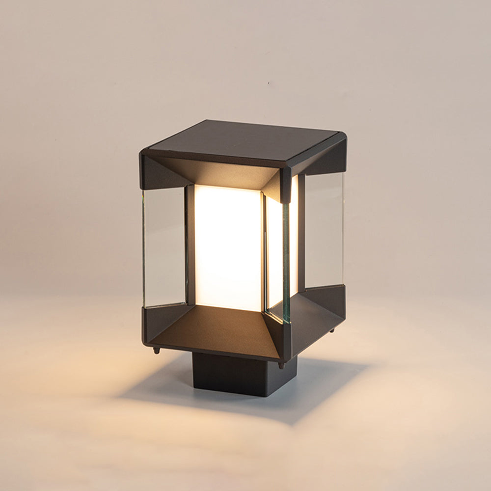 Ray Modern Rectangular Metal Glass Outdoor Lamp, Black/Black-Gold - Neutral Decor