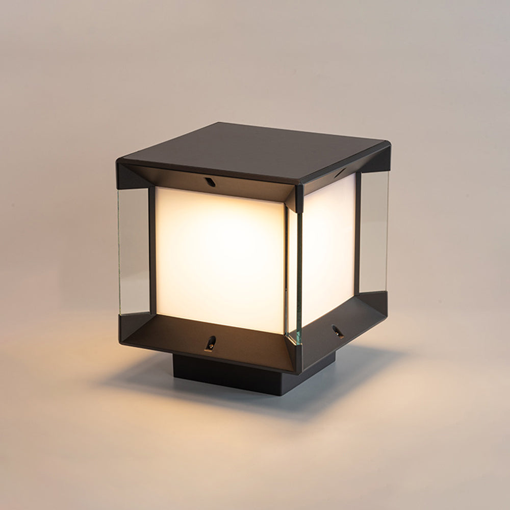 Ray Modern Rectangular Metal Glass Outdoor Lamp, Black/Black-Gold - Neutral Decor