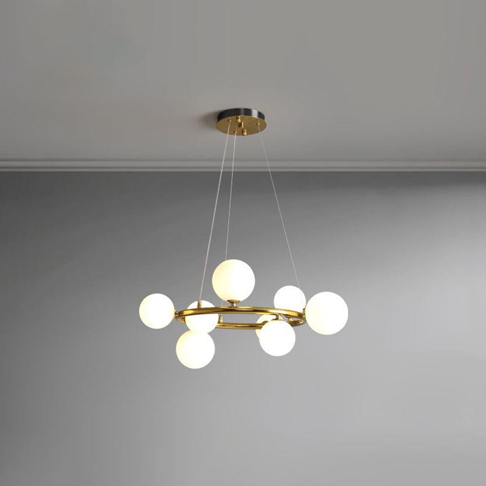 Valentina Modern Glass Globe Ring Chandelier, Gold/Black - Neutral Decor