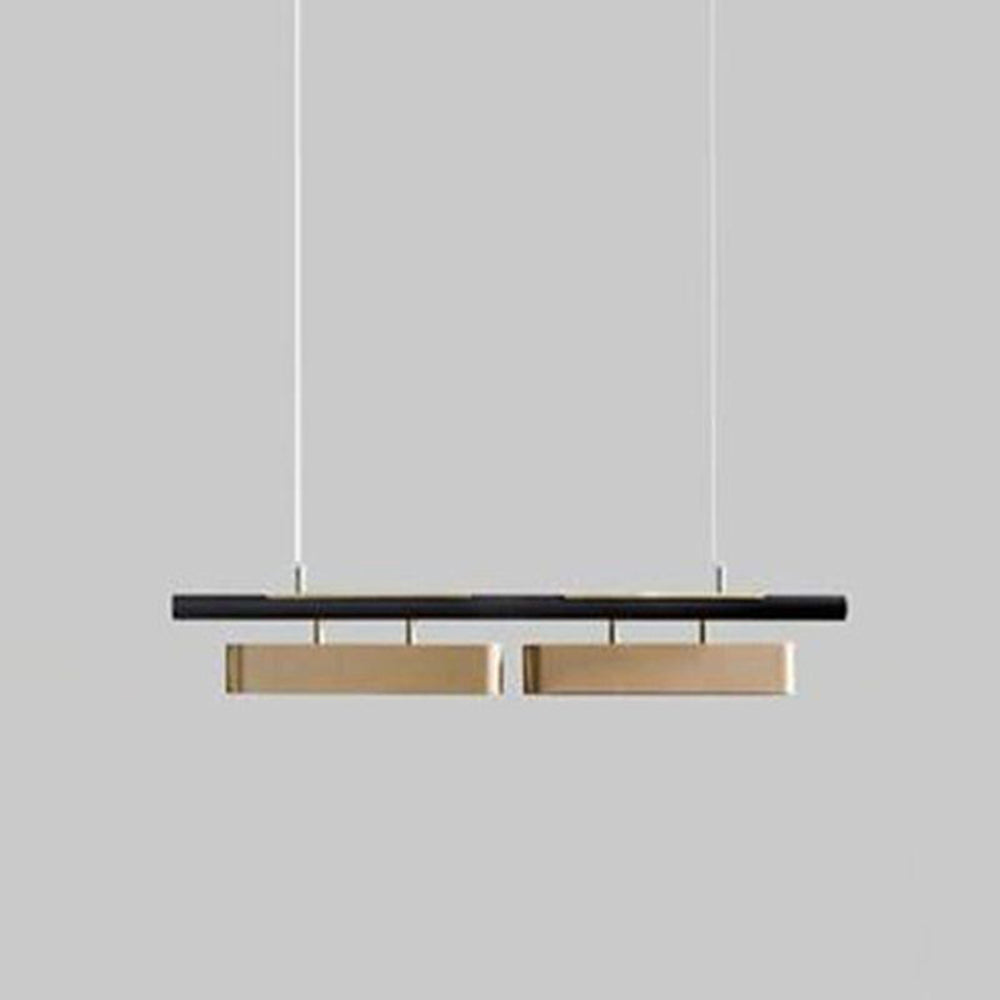 Arisha Pendant Light Rectangular Modern, Metal, Black/Brass, Office - Neutral Decor