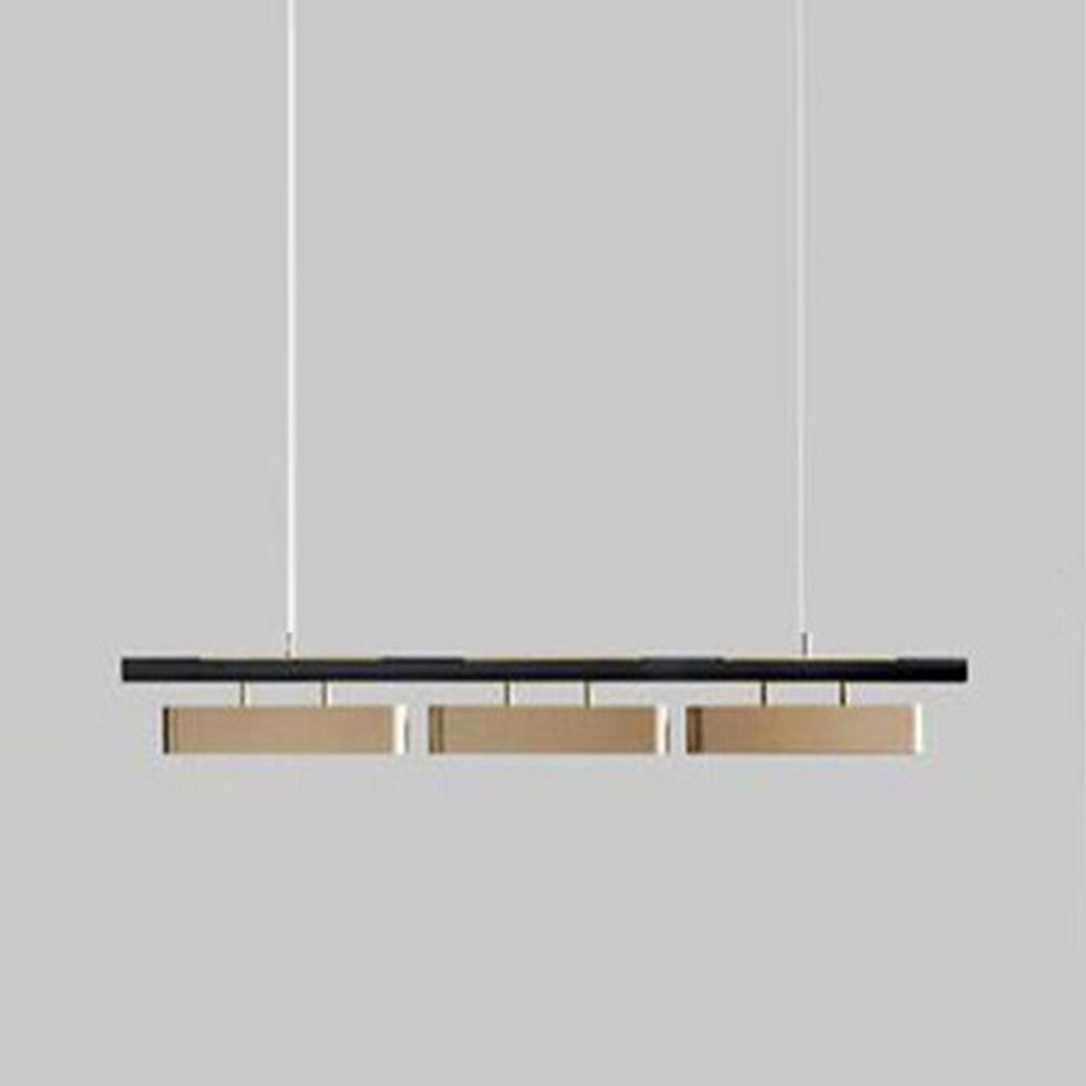 Arisha Pendant Light Rectangular Modern, Metal, Black/Brass, Office - Neutral Decor