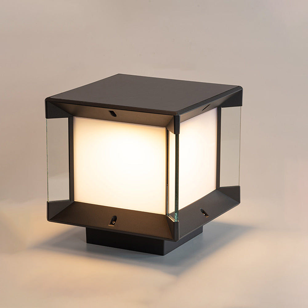 Ray Modern Rectangular Metal Glass Outdoor Lamp, Black/Black-Gold - Neutral Decor