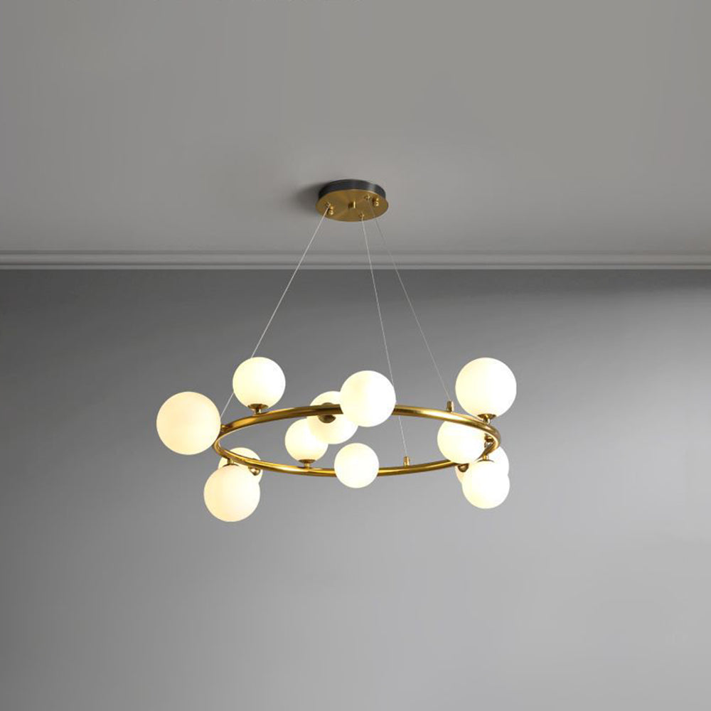 Valentina Modern Glass Globe Ring Chandelier, Gold/Black - Neutral Decor