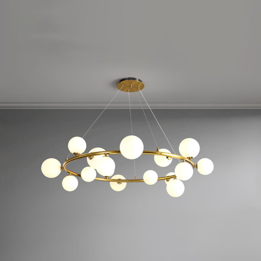 Valentina Modern Glass Globe Ring Chandelier, Gold/Black - Neutral Decor