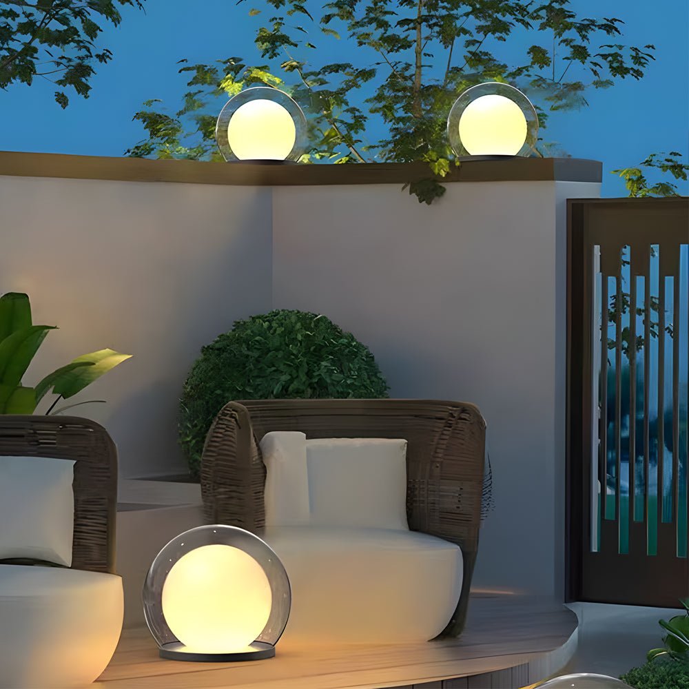 Amby Bubble Lunar Landscape Globe Steel Outdoor Lantern Light