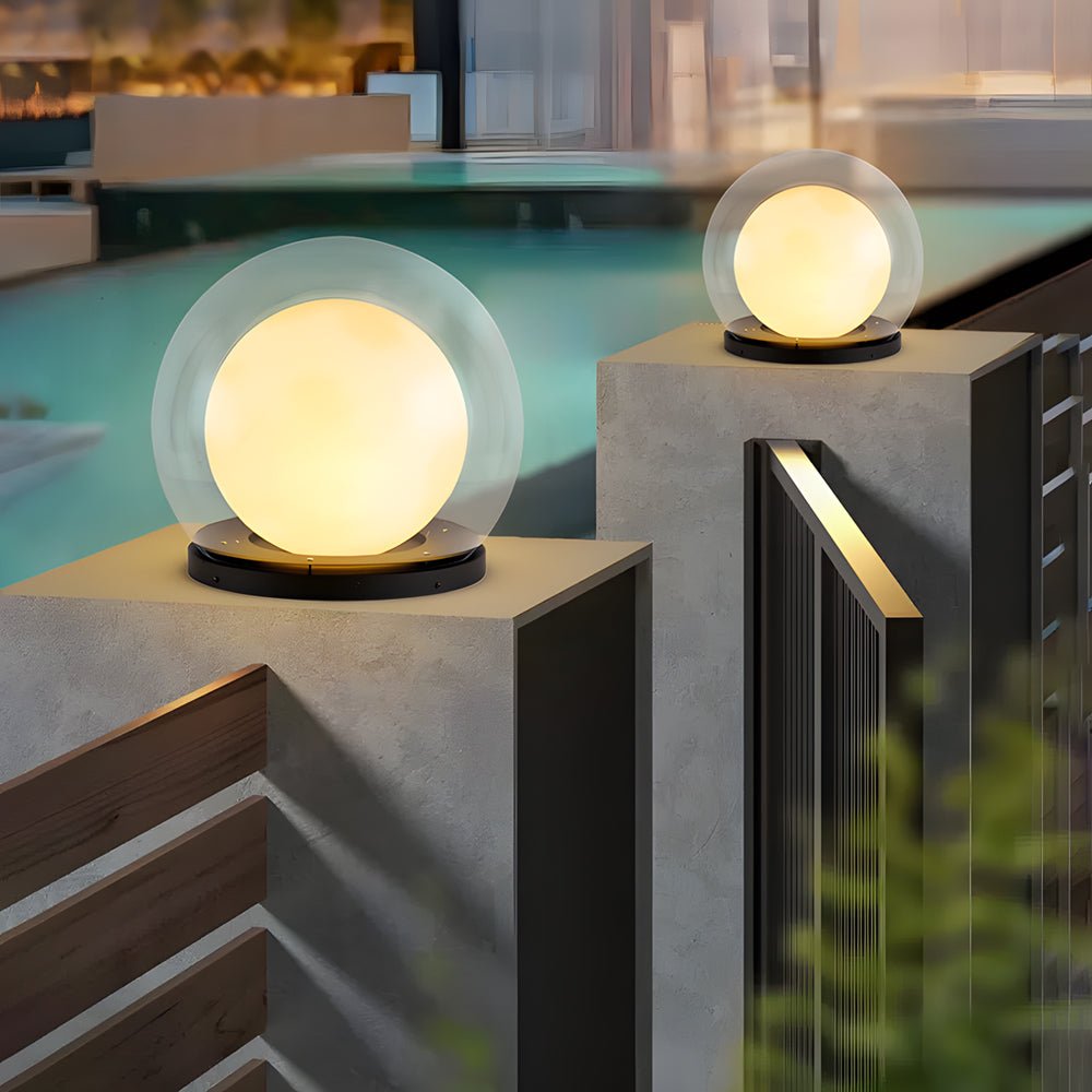 Amby Bubble Lunar Landscape Globe Steel Outdoor Lantern Light