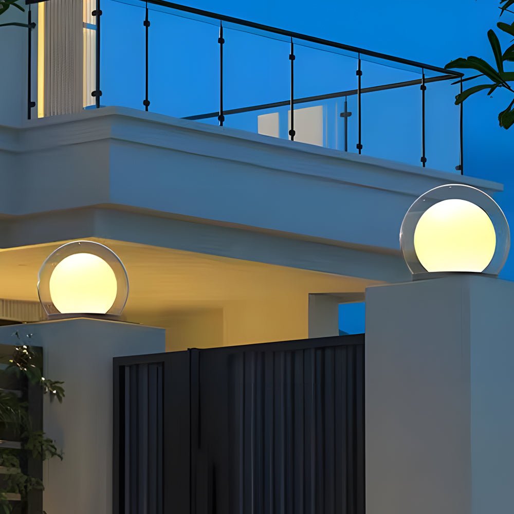 Amby Bubble Lunar Landscape Globe Steel Outdoor Lantern Light