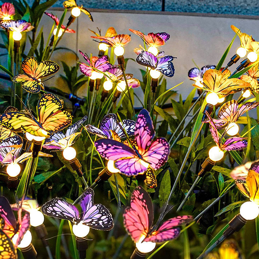 Fraces Six-Head Butterfly Solar Steel Outdoor Lights