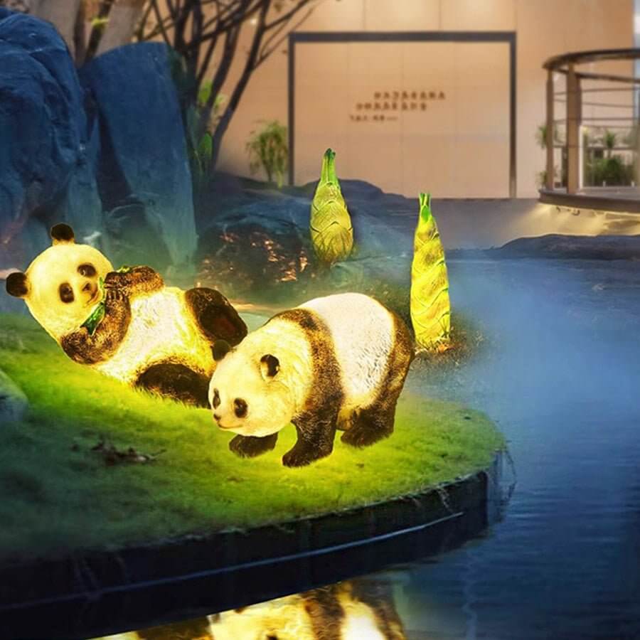 Hubert Panda Bamboo Animal Resin Outdoor Lawn Lamp