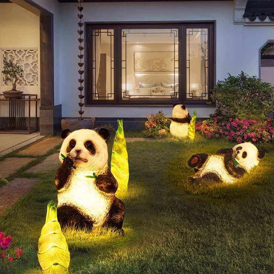 Hubert Panda Bamboo Animal Resin Outdoor Lawn Lamp