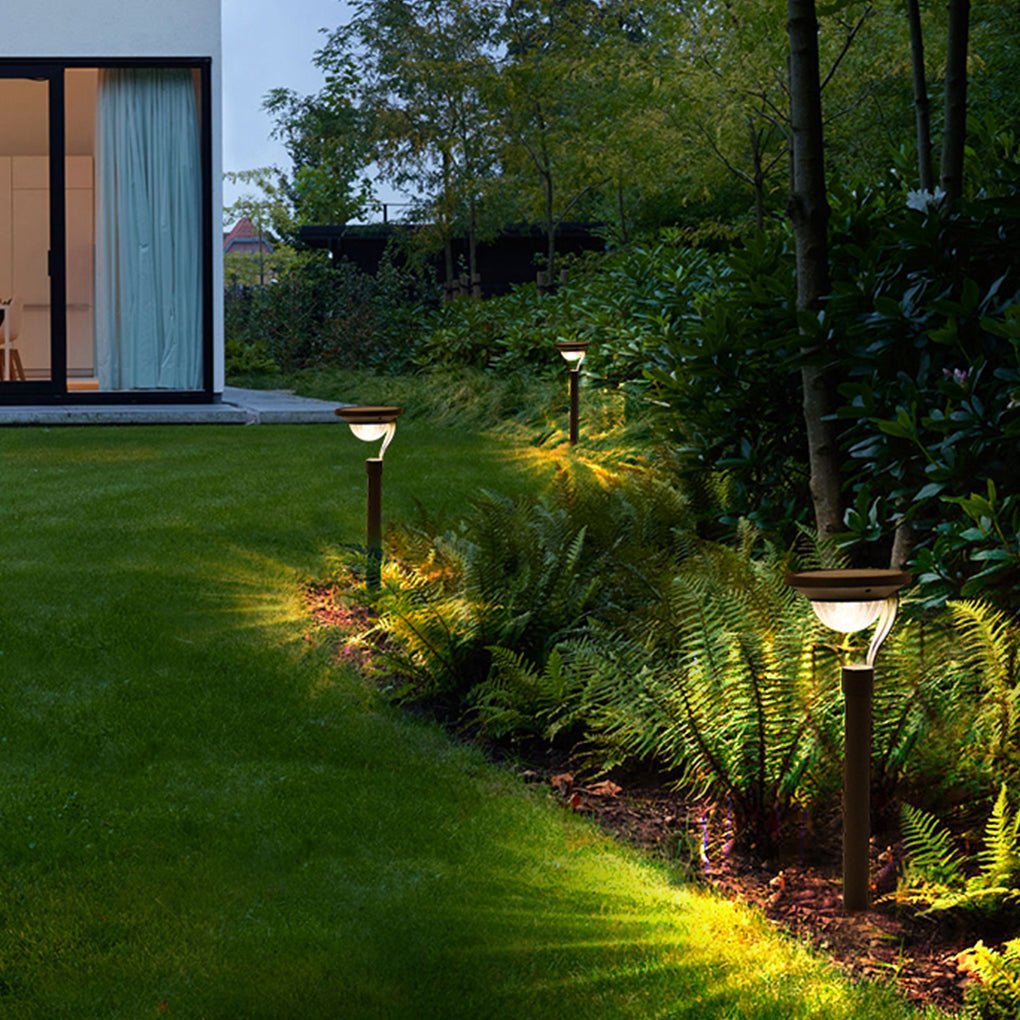 Myrtle Conical Floating Top Solar Steel Outdoor Pathway Lamp
