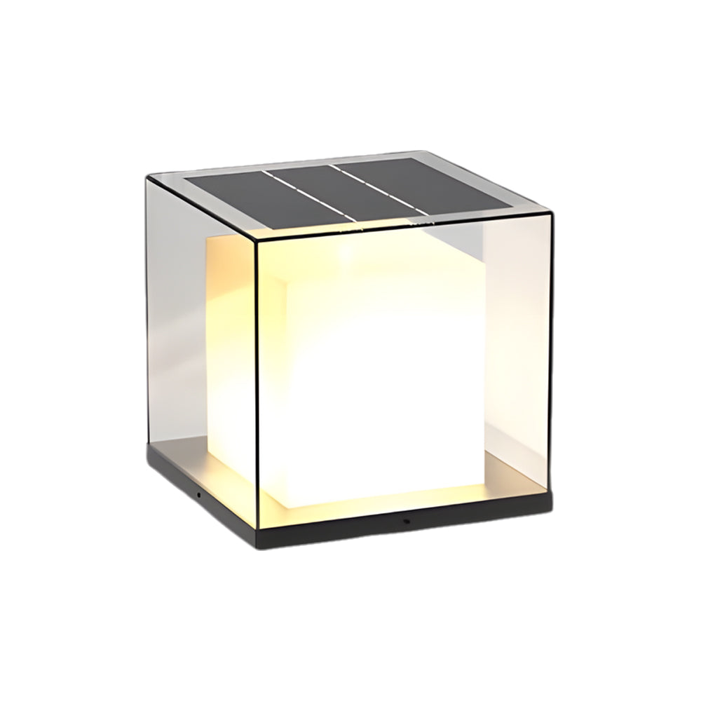 Cheerful Square Gate Minimalist Glass Outdoor Pillar Lights