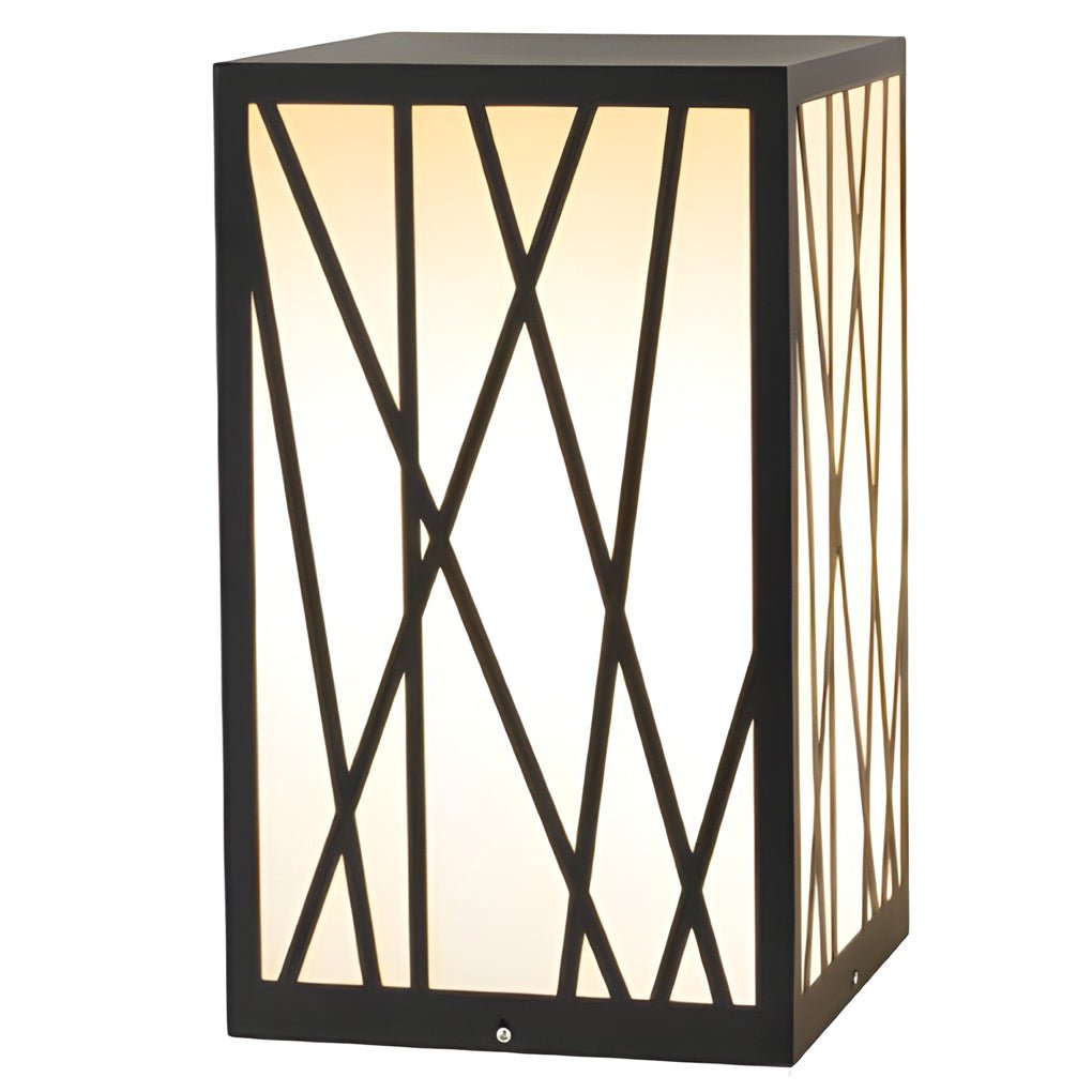 Ezra Square Solar LED Bollard Linear Steel Outdoor Lights