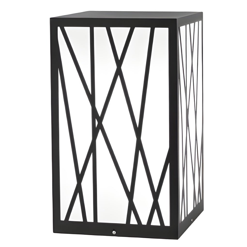 Ezra Square Solar LED Bollard Linear Steel Outdoor Lights
