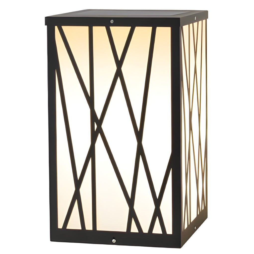 Ezra Square Solar LED Bollard Linear Steel Outdoor Lights
