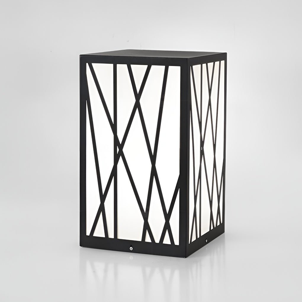Ezra Square Solar LED Bollard Linear Steel Outdoor Lights