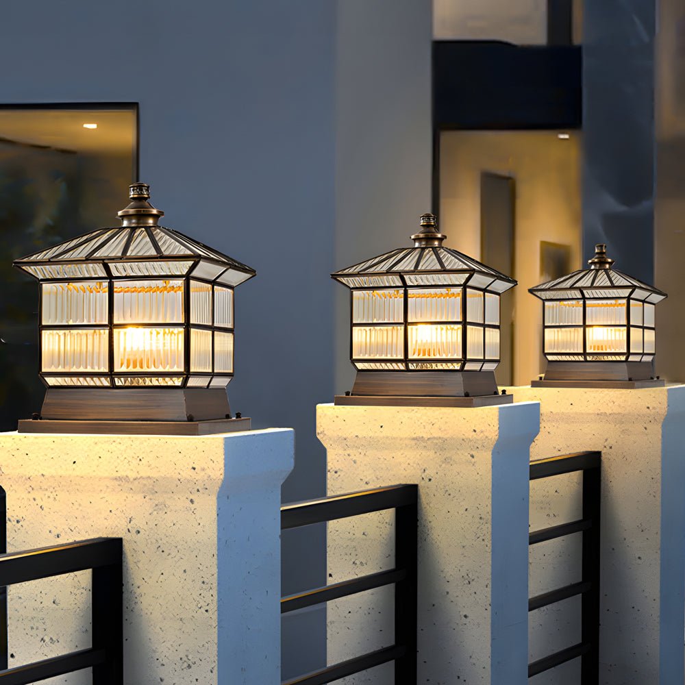 Oneaa Classic Glass Outdoor Pillar Post Light