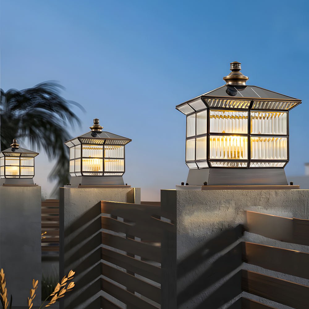 Oneaa Classic Glass Outdoor Pillar Post Light