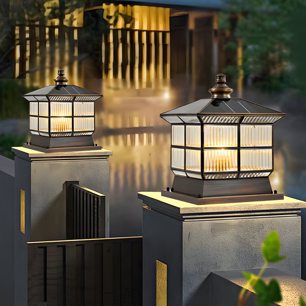 Oneaa Classic Glass Outdoor Pillar Post Light