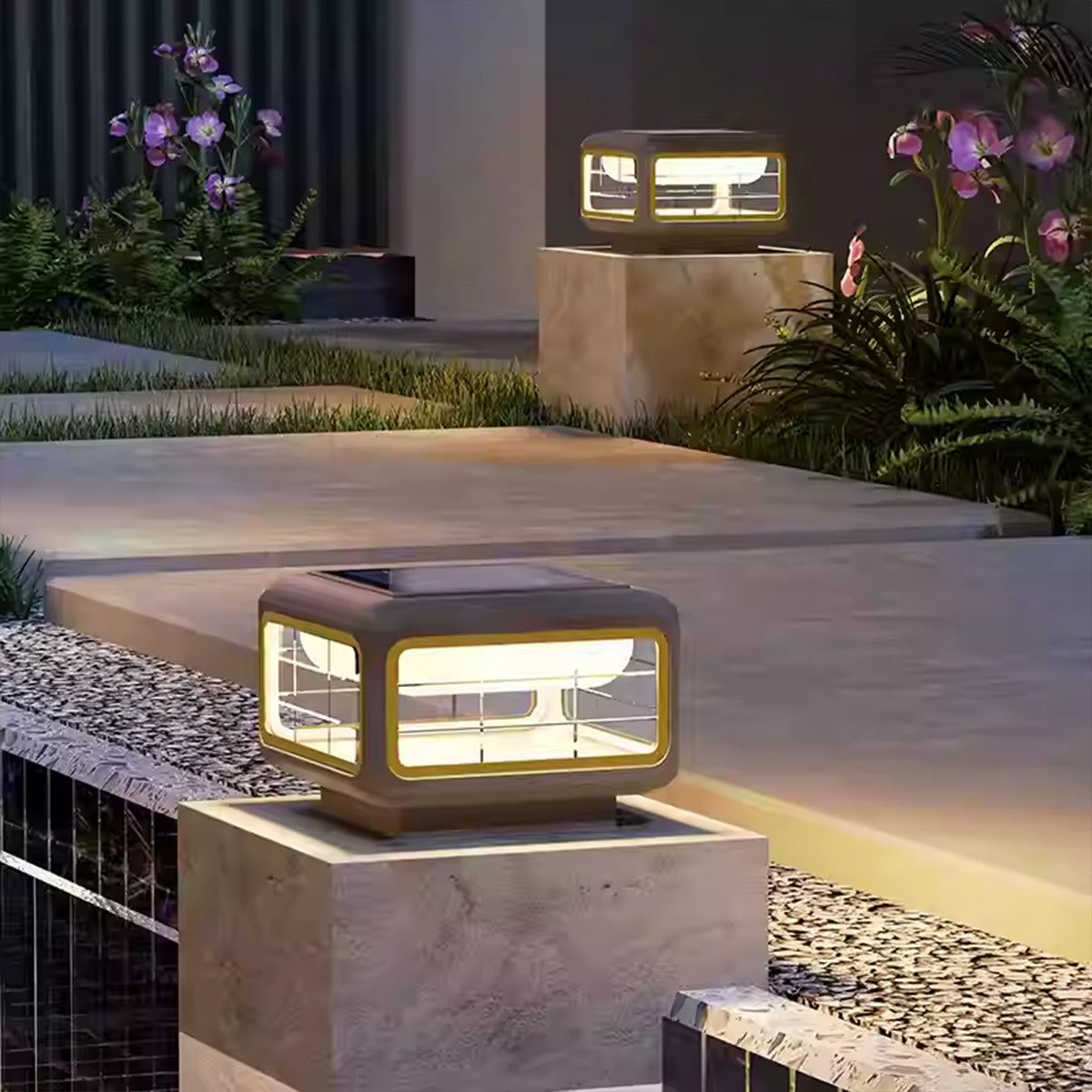 Sirena Modern Minimalist Steel Outdoor Pillar Light