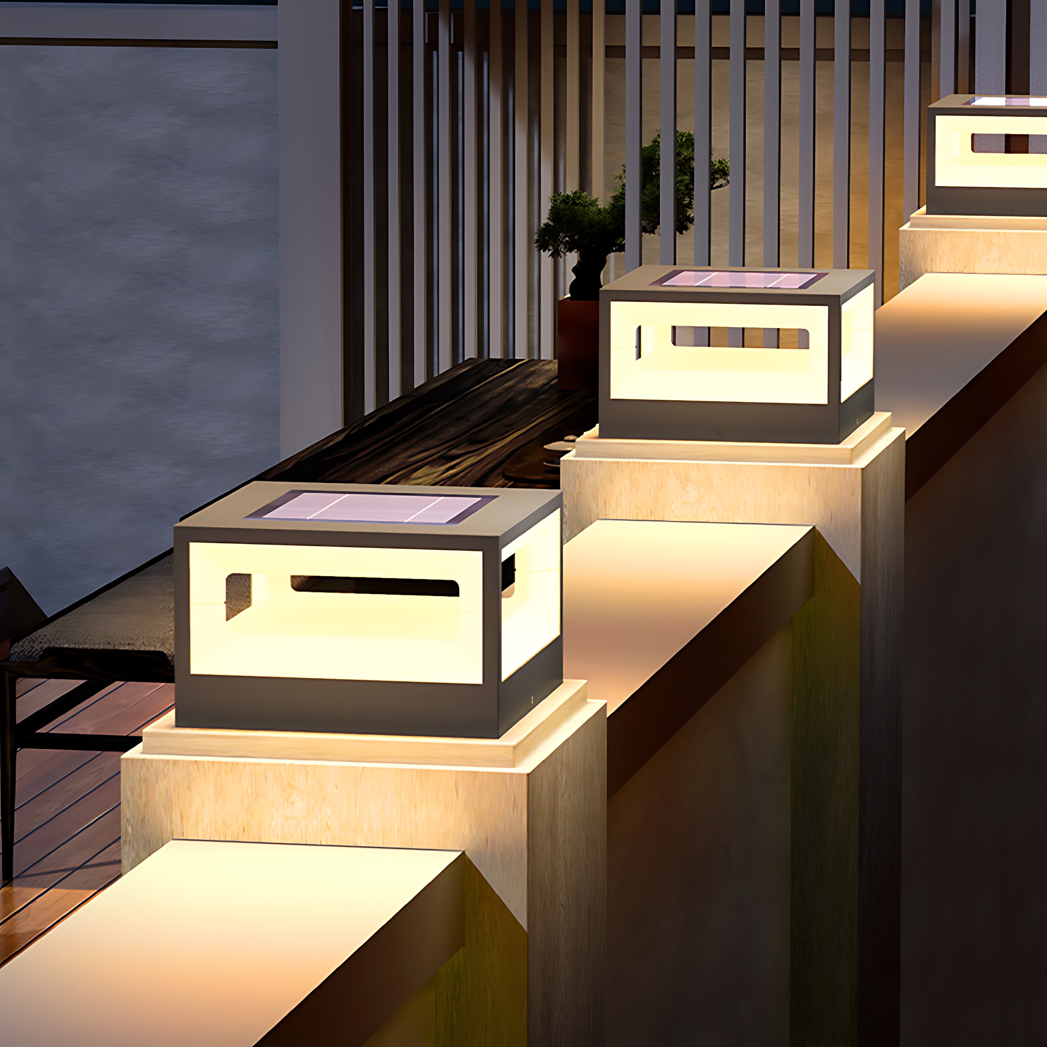 Lolass Hollow Square Stell Outdoor Pillar Light