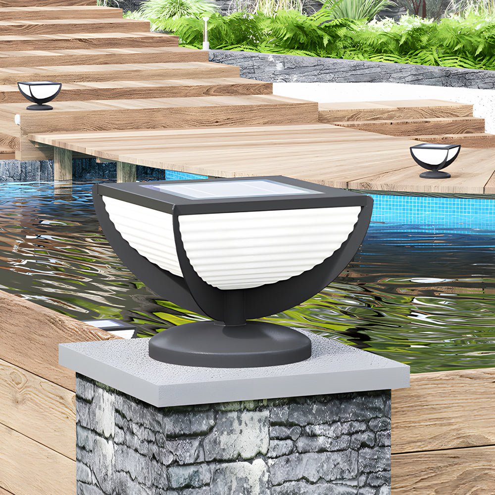 Lorali Solar Post Fence Column Head Sreel Outdoor Pillar Light