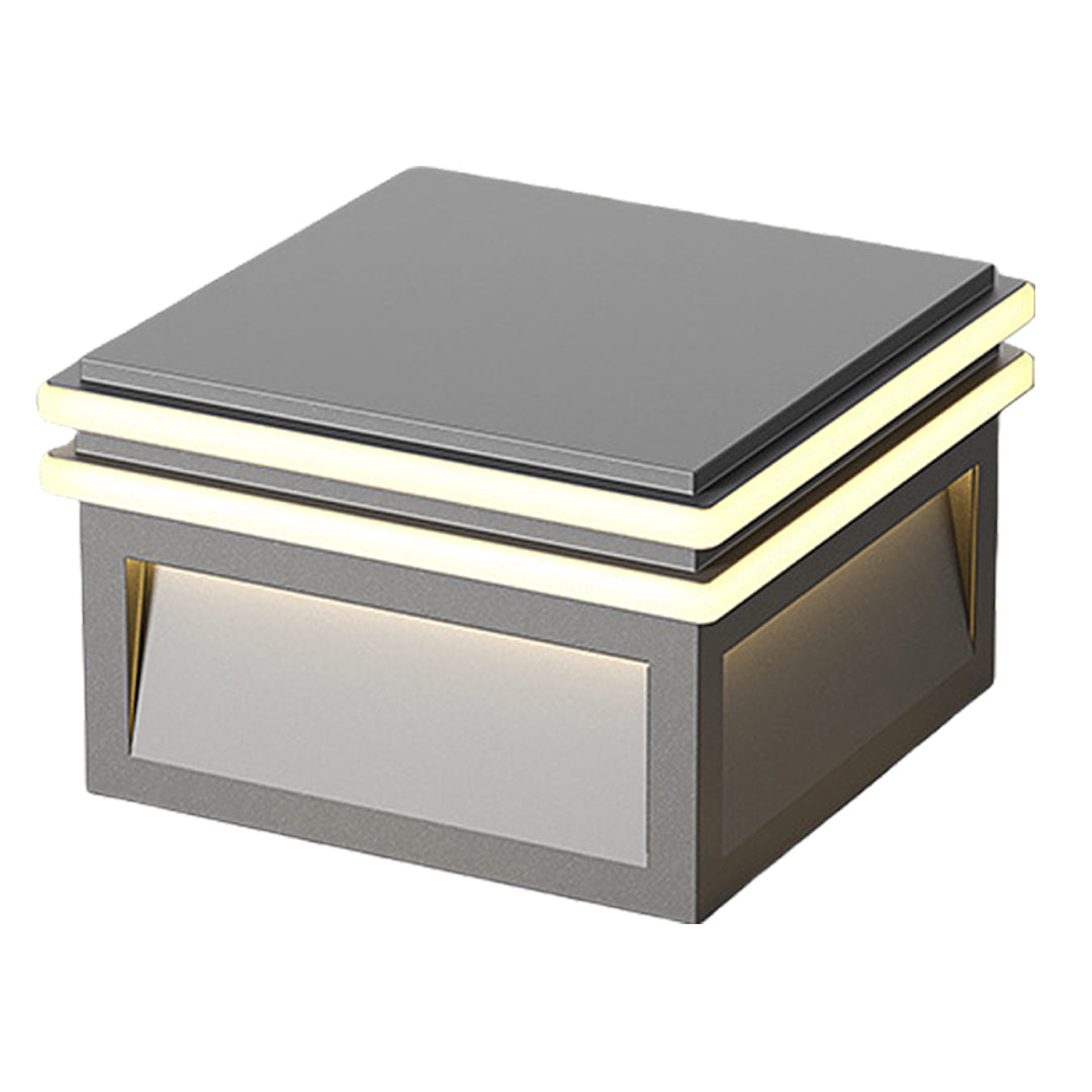 Theodore Square Minimalist Steel Outdoor Pillar Lights
