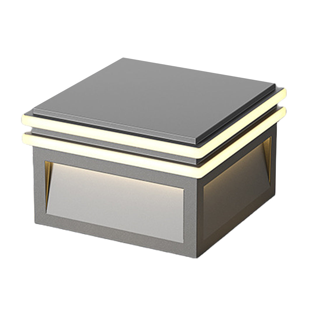 Theodore Square Minimalist Steel Outdoor Pillar Lights
