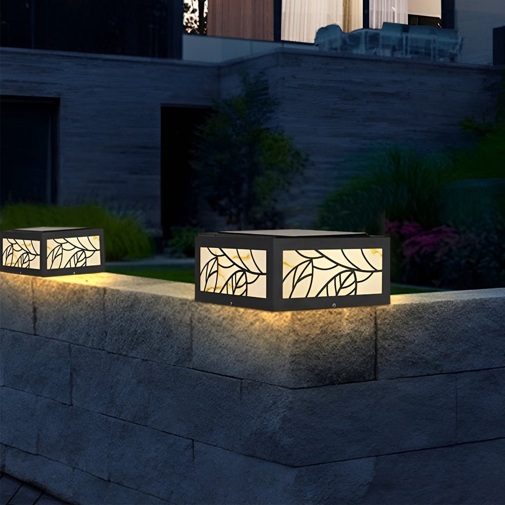 Rachel Square Modern Deck Post Marble Outdoor Pillar Light