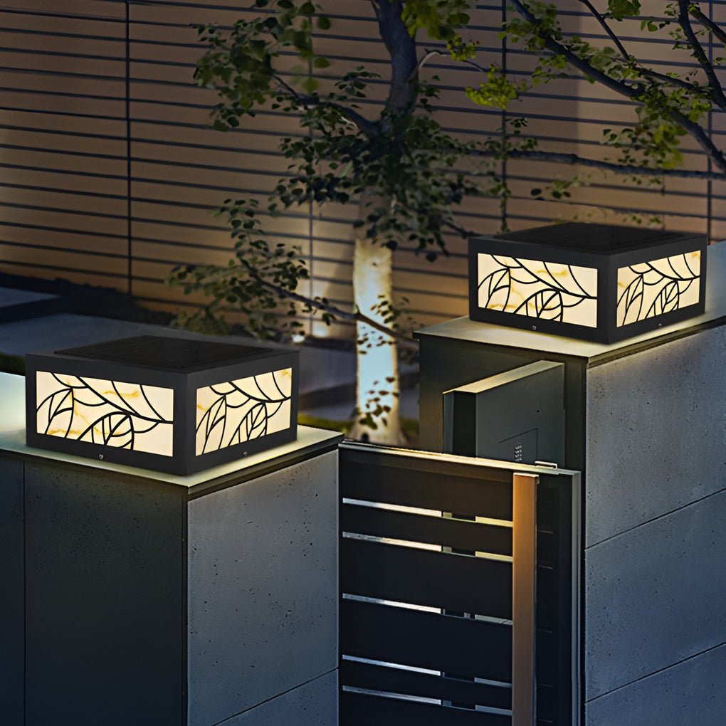 Rachel Square Modern Deck Post Marble Outdoor Pillar Light