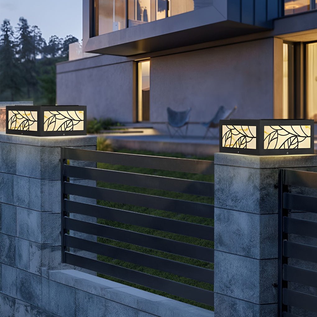Rachel Square Modern Deck Post Marble Outdoor Pillar Light