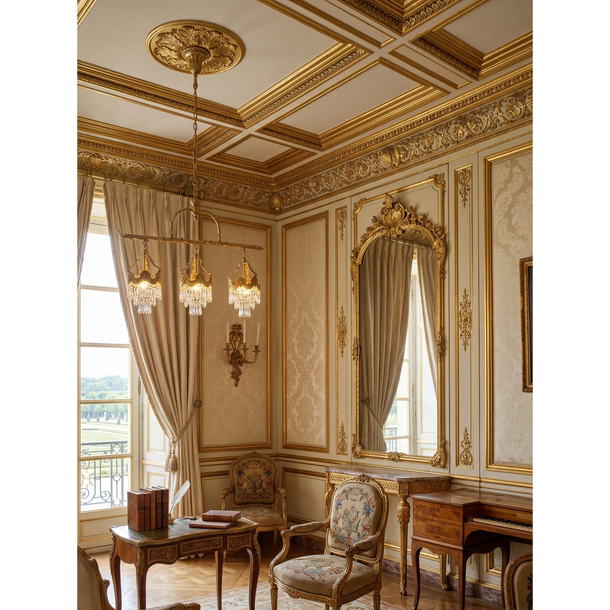 The lamp shown in a dining room setting, providing ambient light.