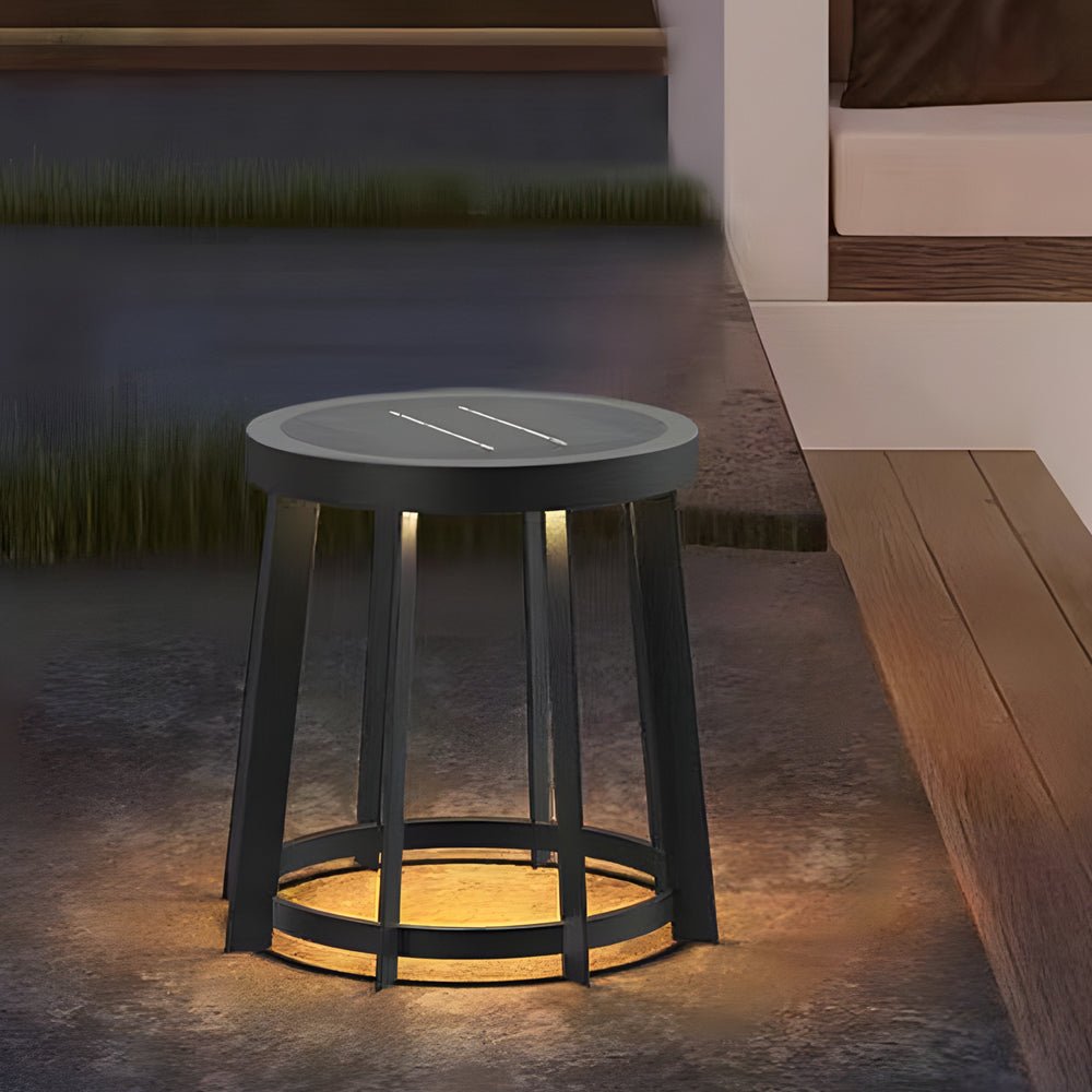 Blanche Round Stool Solar Classic Steel Outdoor Light