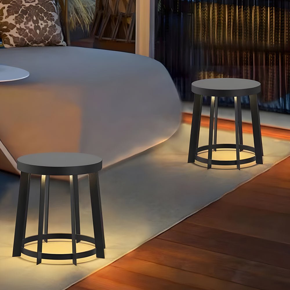 Blanche Round Stool Solar Classic Steel Outdoor Light