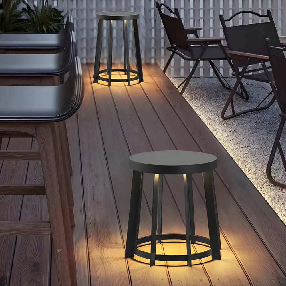 Blanche Round Stool Solar Classic Steel Outdoor Light