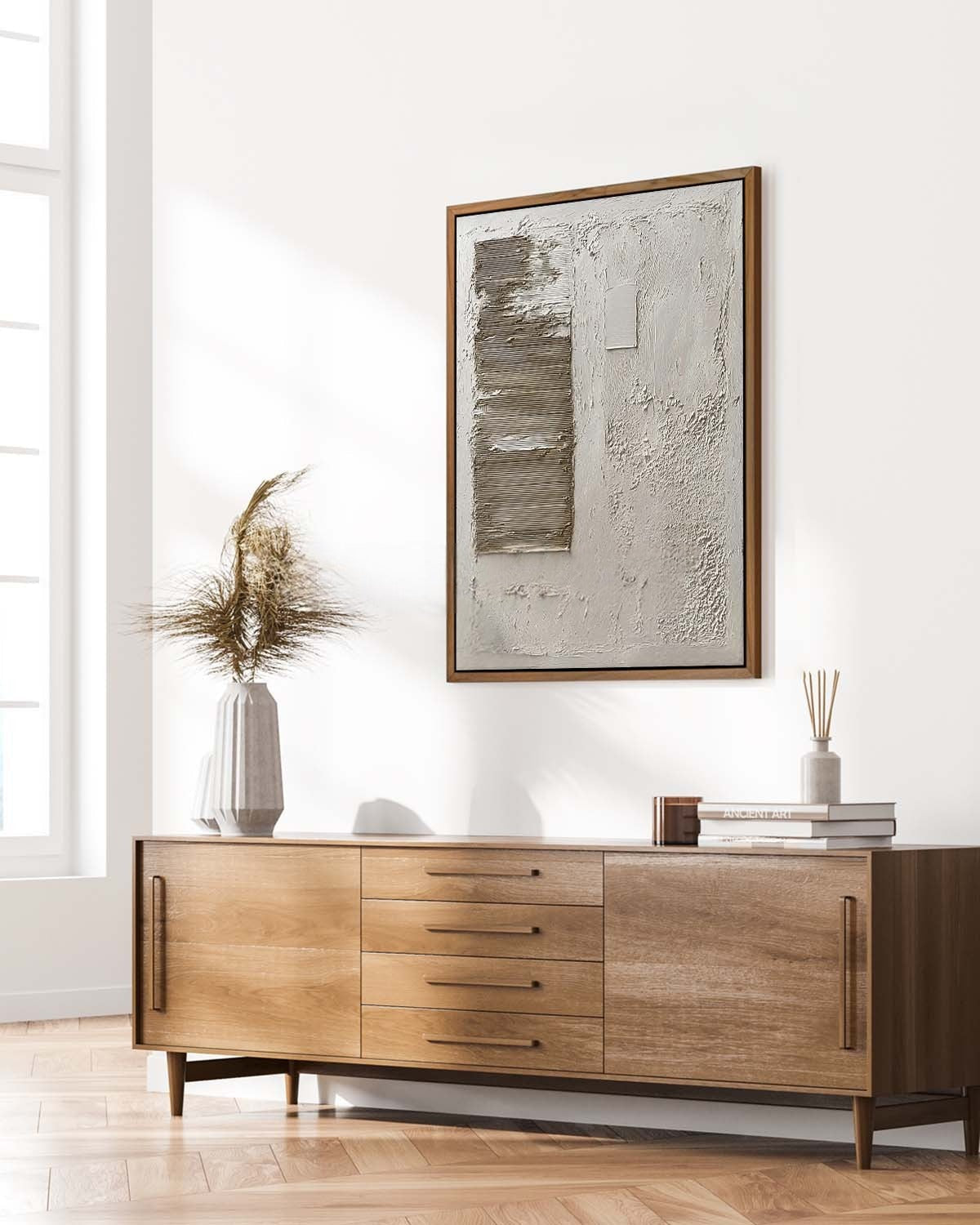 Wabi-Sabi Asymmetrical Texture Painting - Neutralighting